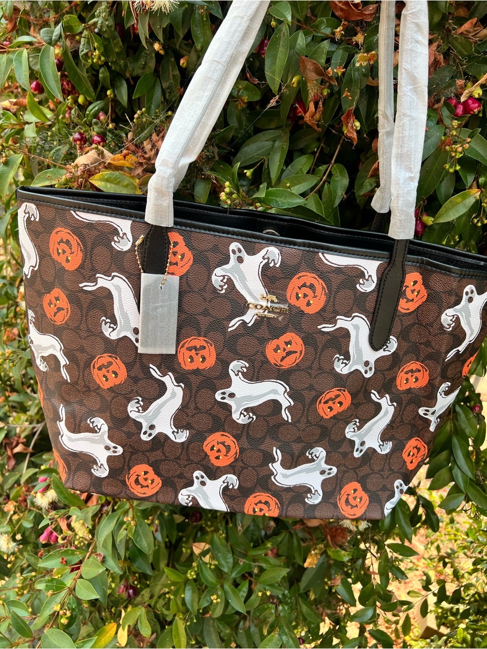 UNBRANDED HALLOWEEN GHOST AND PUMPKIN TOTE BAG PURSE